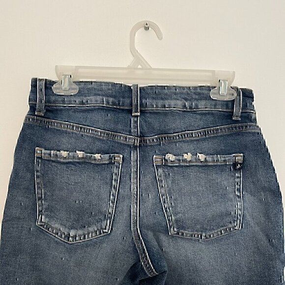 M JEANS BY MAURICES Patchwork Mid Rise 5 in Short Denim Jean Distressed Raw Hem - Picture 10 of 10